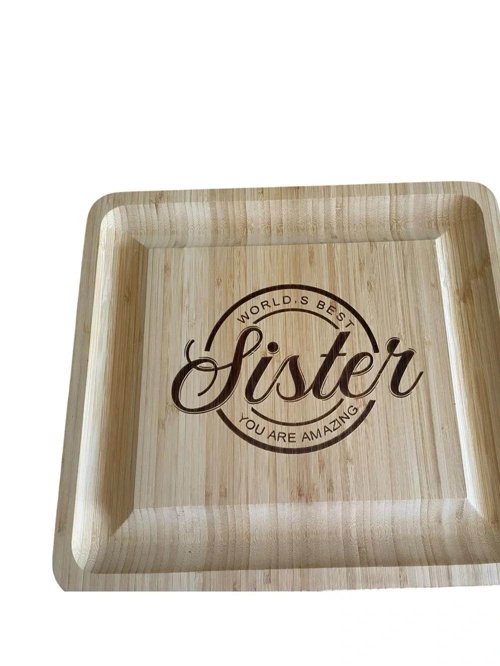 “World’s Best Sister You Are Amazing” Charcuterie Bamboo Serving Board NWT